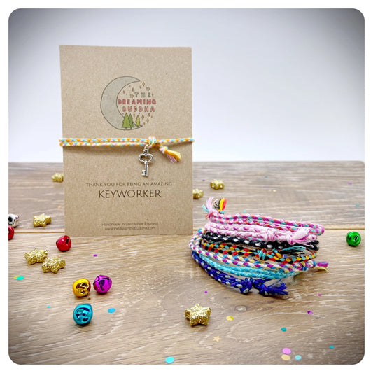 Keyworker Gift, Nursery Thank You, Play Group Teacher Bracelet, Keyworker Card, Personalised Braided Bracelet