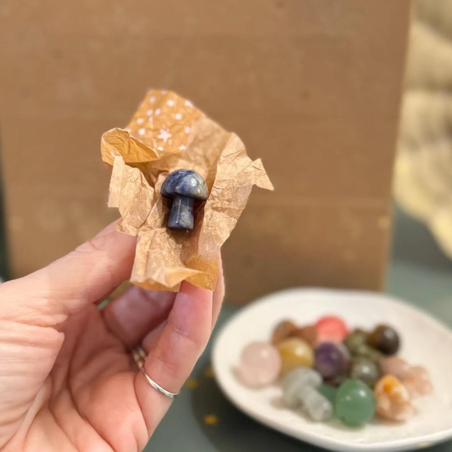 Christmas Crystal Gift Box, 12 Pcs Crystal Mushroom Wrapped Surprises, Beginner Gemstone Xmas Eve Present Twelve Days