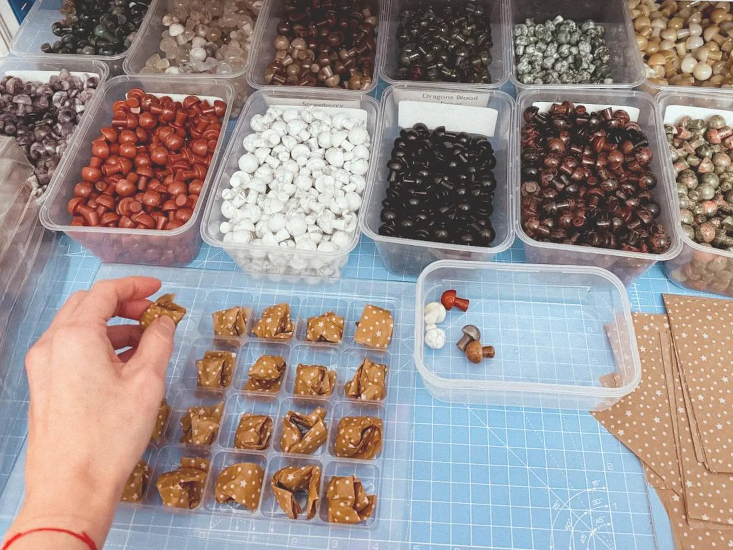 Christmas Crystal Gift Box, 12 Pcs Crystal Mushroom Wrapped Surprises, Beginner Gemstone Xmas Eve Present Twelve Days