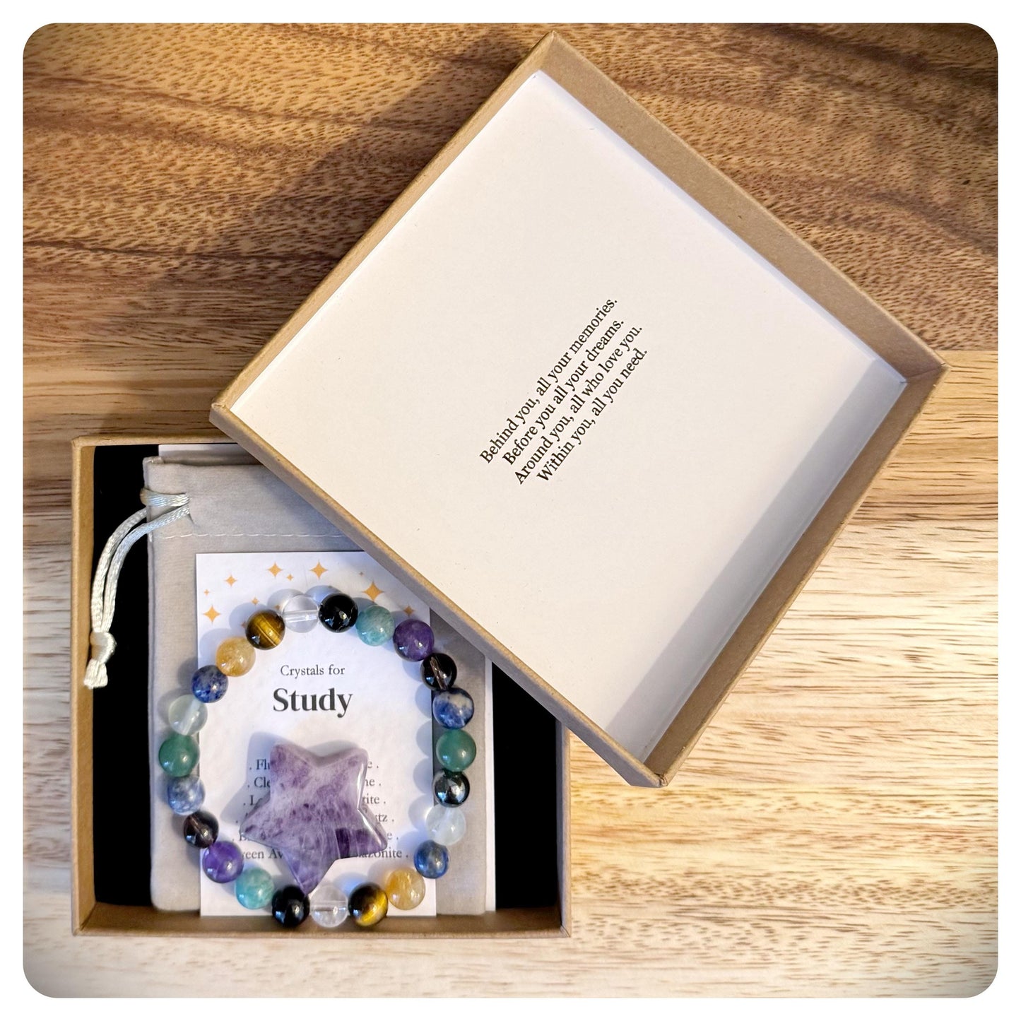 Study Crystal Bracelet, Exam Prep Bracelet, Concentration Bracelet, Study & Focus Jewellery, Student Study Aid, Studying Gift For Him Her