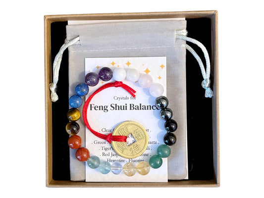 Crystal Feng Shui Bracelet, Well Being Protection Gift, Harmonizing Jewellery, Good Luck Gift For Him Her, Positive Energy Bracelet