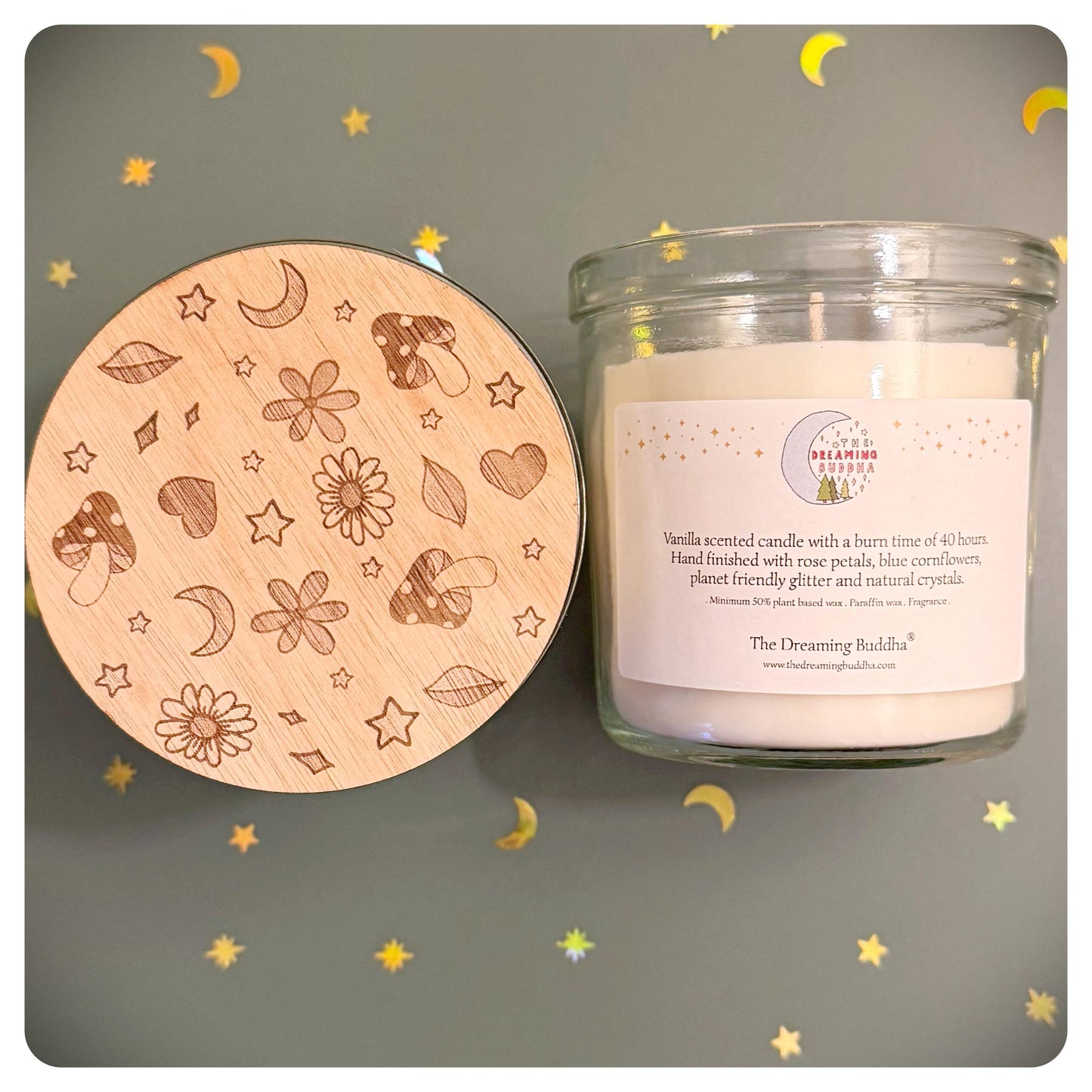 Support Crystal Candle Gift For Anxiety And Stress, Personalised Message Lid, Comforting And Protective Gemstone For Anxious Friend