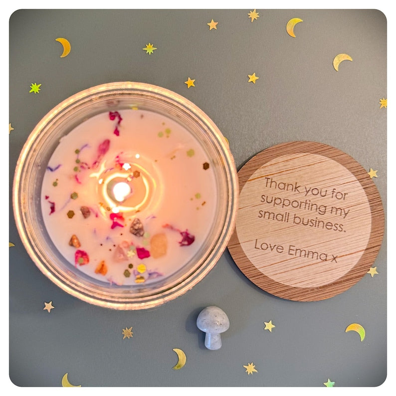 Magical Crystal Candle With Labradorite Mushroom, Witchy Christmas Birthday Gift For Intention Spell Spiritual Gift