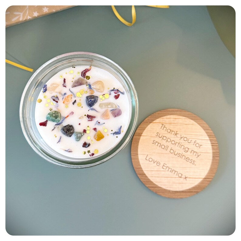 Merry Christmas Crystal Candle With Agate Gold Star Bauble Hanging Decoration, Personalised Xmas Gift For Mum Friend Colleague