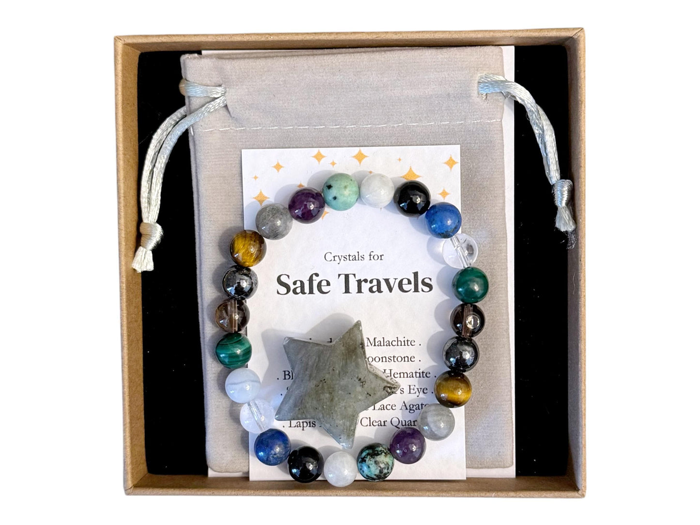 Women’s Safe Travels Crystal Bracelet, Gap Year Jewellery, Travel Essentials Gift Her, Backpacking Goodbye, Daughter Travelling Miss You