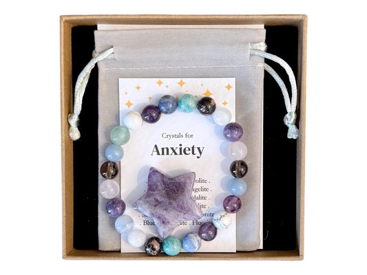 Woman's Anxiety Bracelet, Calming Crystal Bracelet, Stress Relief Jewellery, Gemstone Gift, Relaxation Bracelet, Mindfulness For Her