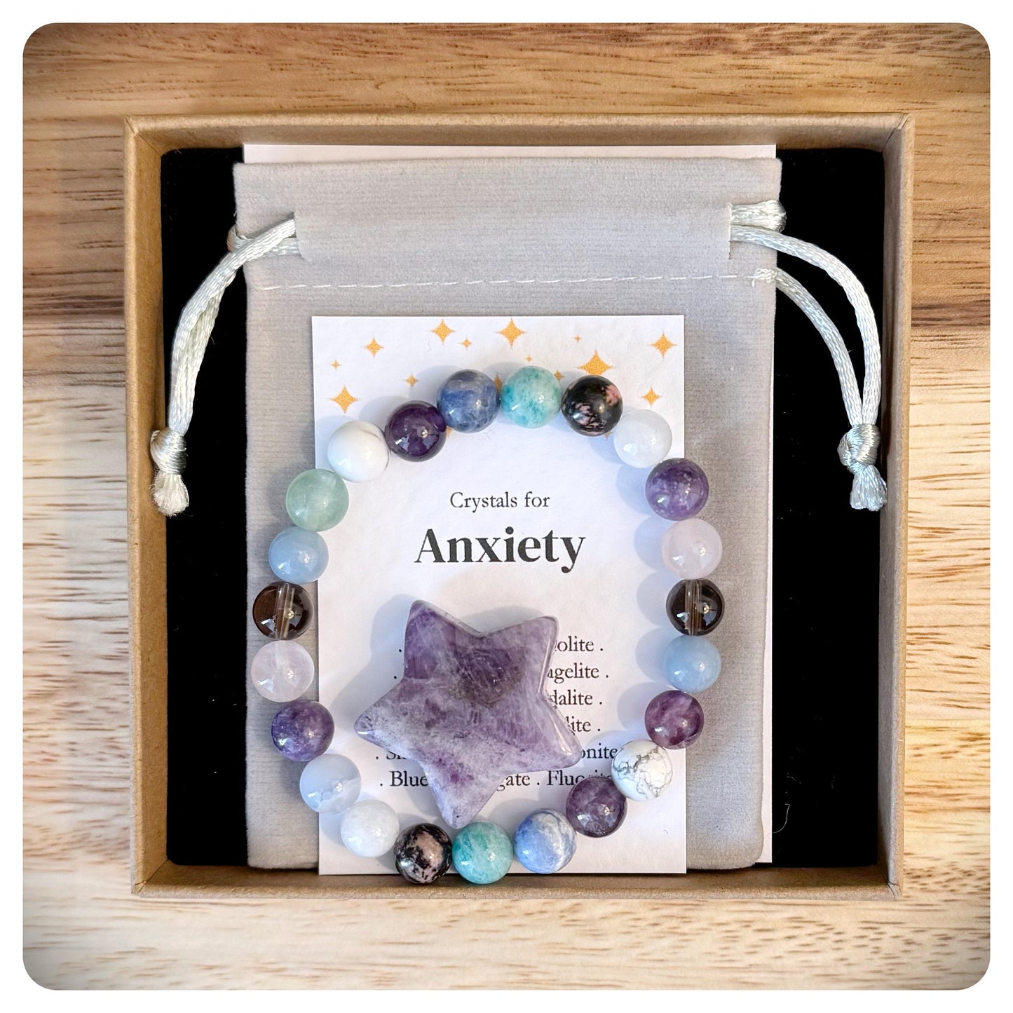 Woman's Anxiety Bracelet, Calming Crystal Bracelet, Stress Relief Jewellery, Gemstone Gift, Relaxation Bracelet, Mindfulness For Her