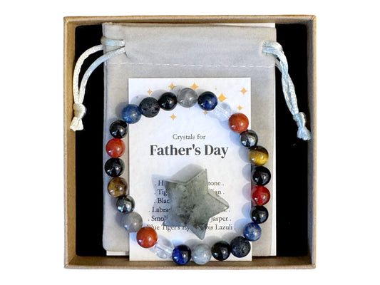 Father's Day Bracelet, Gifts for Dad, Crystal Bead Bracelet, Fathers Day Gift, Dad Jewellery, Men's Bracelets, Personalised Gift