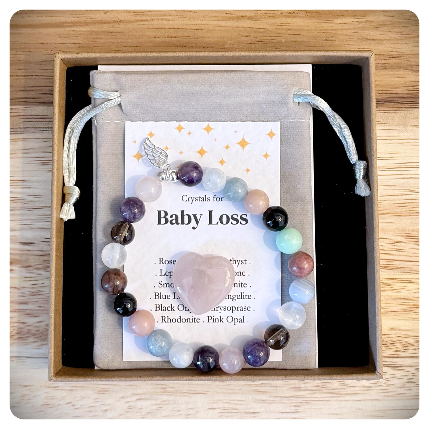 Baby Loss Crystal Bracelet, Silver Bereavement Jewellery, Memorial Bracelet With Angel Wing, Infant Loss Gift, IVF Remembrance Bracelet