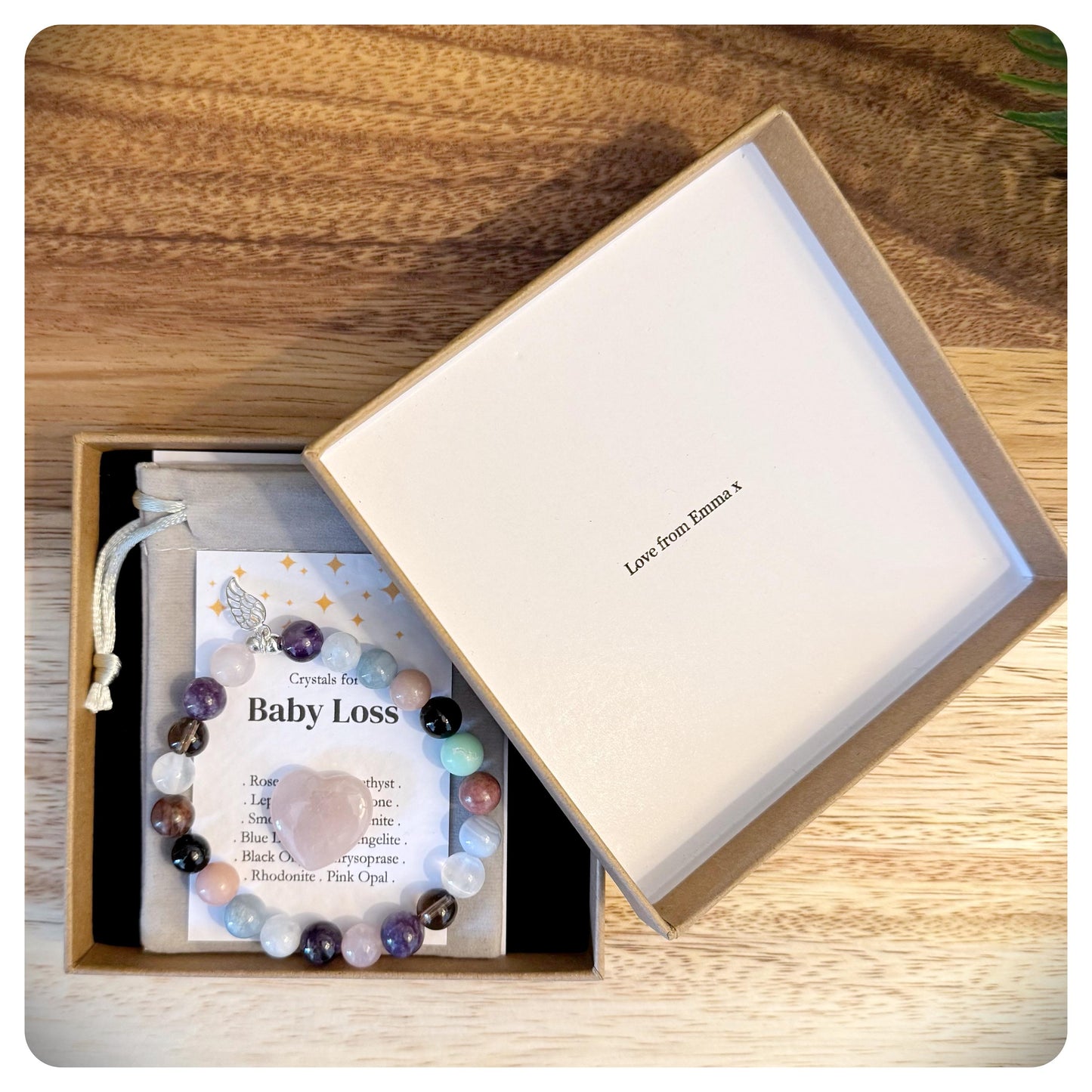 Baby Loss Crystal Bracelet, Silver Bereavement Jewellery, Memorial Bracelet With Angel Wing, Infant Loss Gift, IVF Remembrance Bracelet