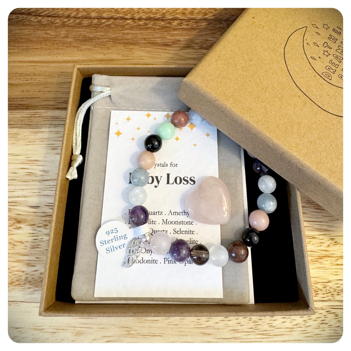 Baby Loss Crystal Bracelet, Silver Bereavement Jewellery, Memorial Bracelet With Angel Wing, Infant Loss Gift, IVF Remembrance Bracelet