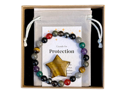 Men's Protection Bracelet, Negative Energy Protective Shield, Mental Health Crystals, Empath Protection, Emotional Wellbeing Gift For Him
