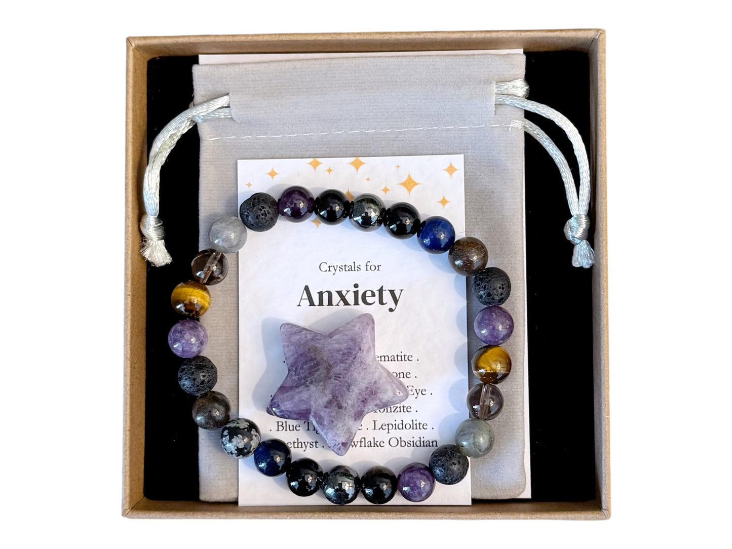Men's Crystal Anxiety Bracelet, Gemstone Bracelet, Stress Relief Jewellery, Wellness Gift For Him, Mental Health Bracelet