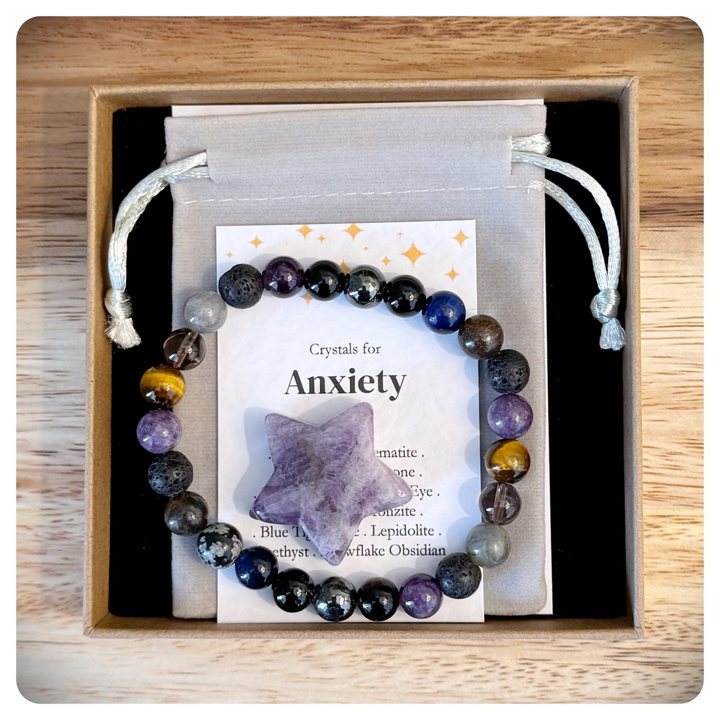 Men's Crystal Anxiety Bracelet, Gemstone Bracelet, Stress Relief Jewellery, Wellness Gift For Him, Mental Health Bracelet