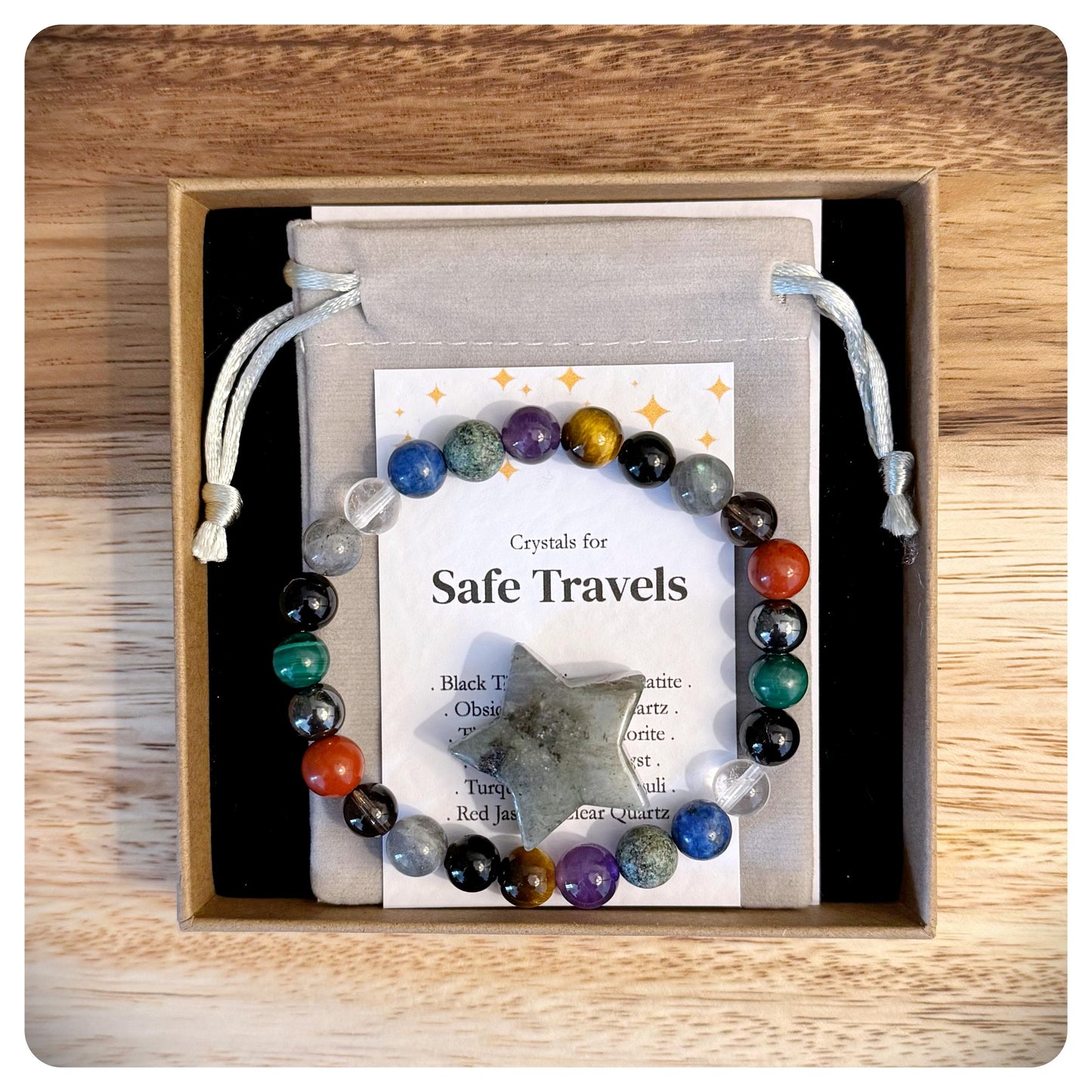 Safe Travel Bracelet for Men, Men's Safe Travel Crystals, Backpacking Bracelet For Him, Gemstone Travel Gift, Sons Travelling Miss You Gift
