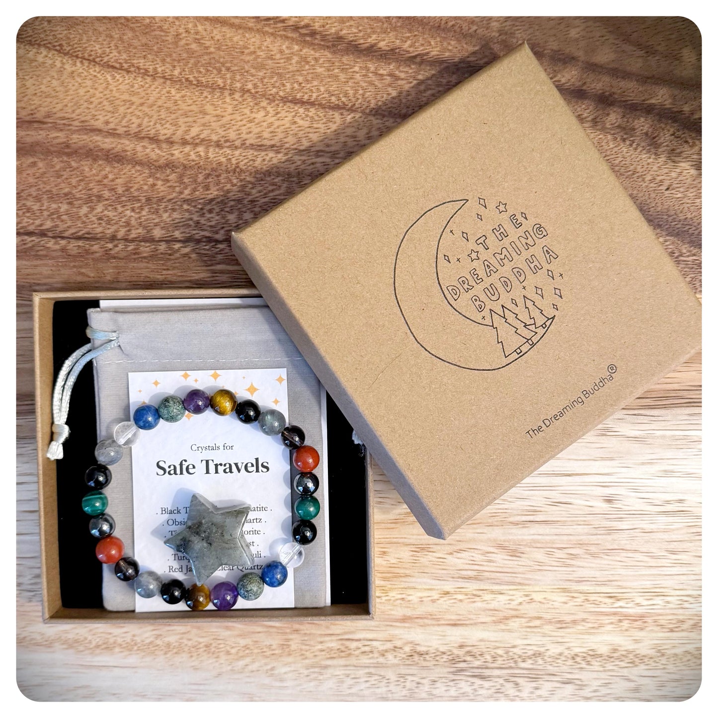 Safe Travel Bracelet for Men, Men's Safe Travel Crystals, Backpacking Bracelet For Him, Gemstone Travel Gift, Sons Travelling Miss You Gift