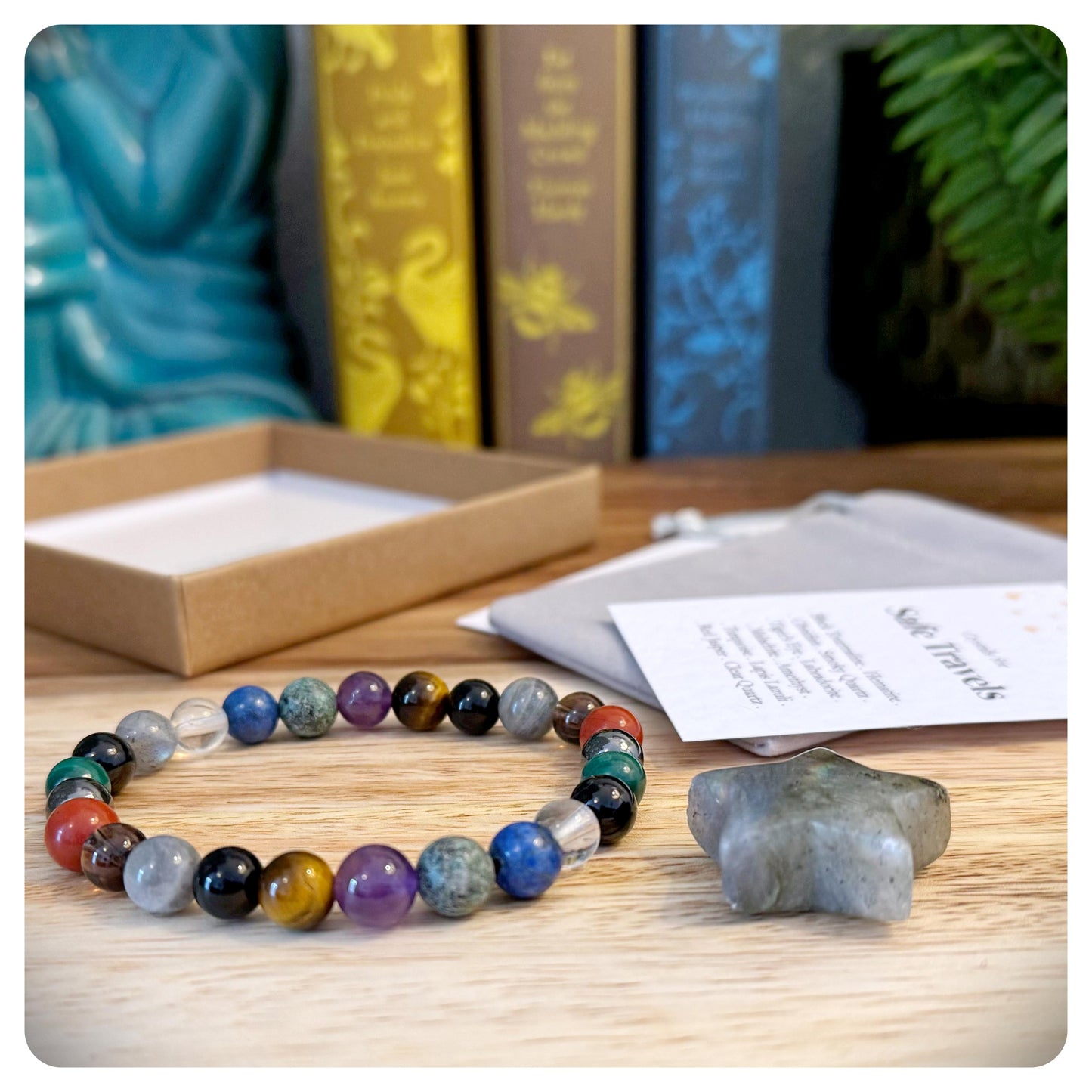 Safe Travel Bracelet for Men, Men's Safe Travel Crystals, Backpacking Bracelet For Him, Gemstone Travel Gift, Sons Travelling Miss You Gift