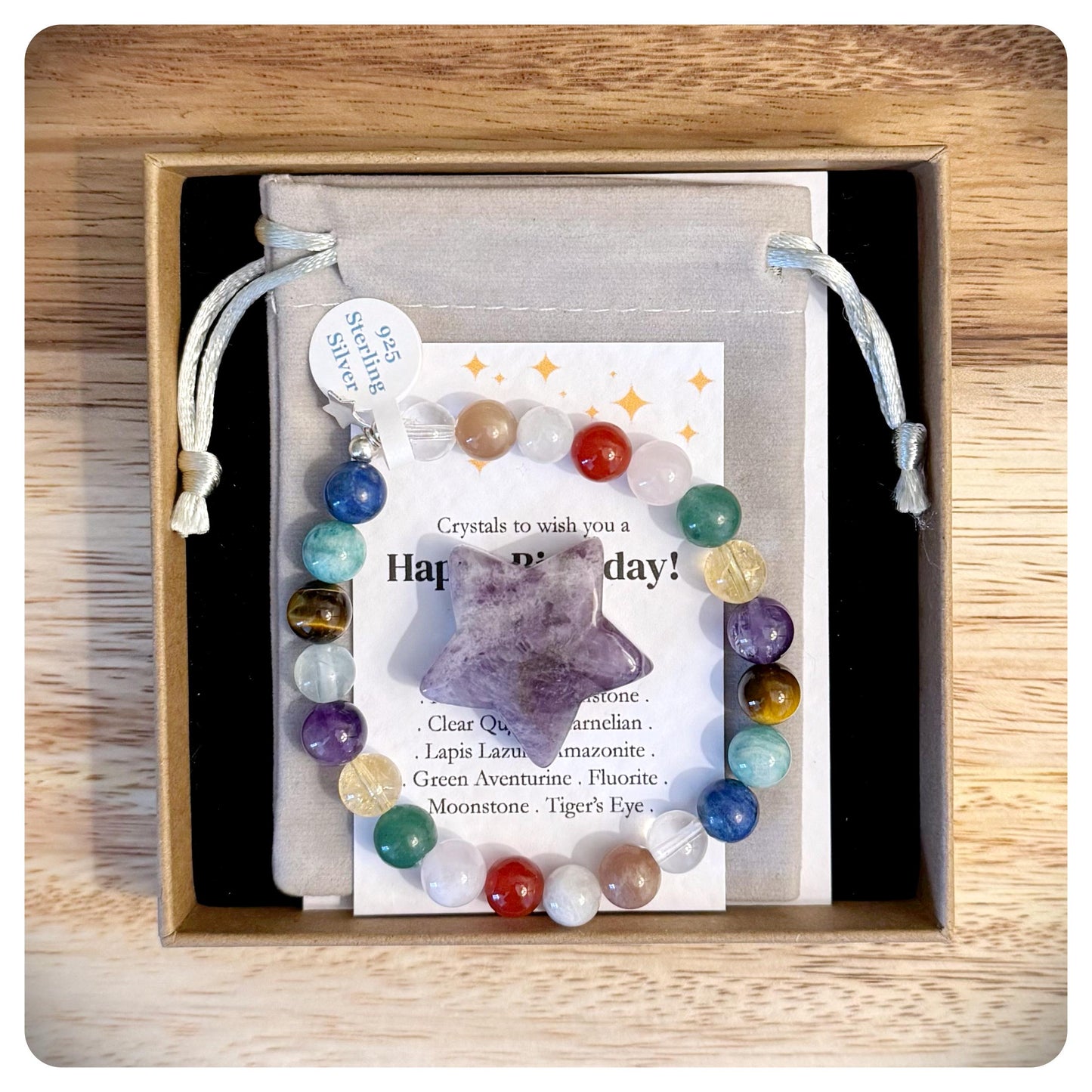 Personalised Happy Birthday Gift, Crystal Birthday Ideas For Her, Celebration Jewellery, Gemstone Birthday Bracelet, Letterbox Birthday Gift