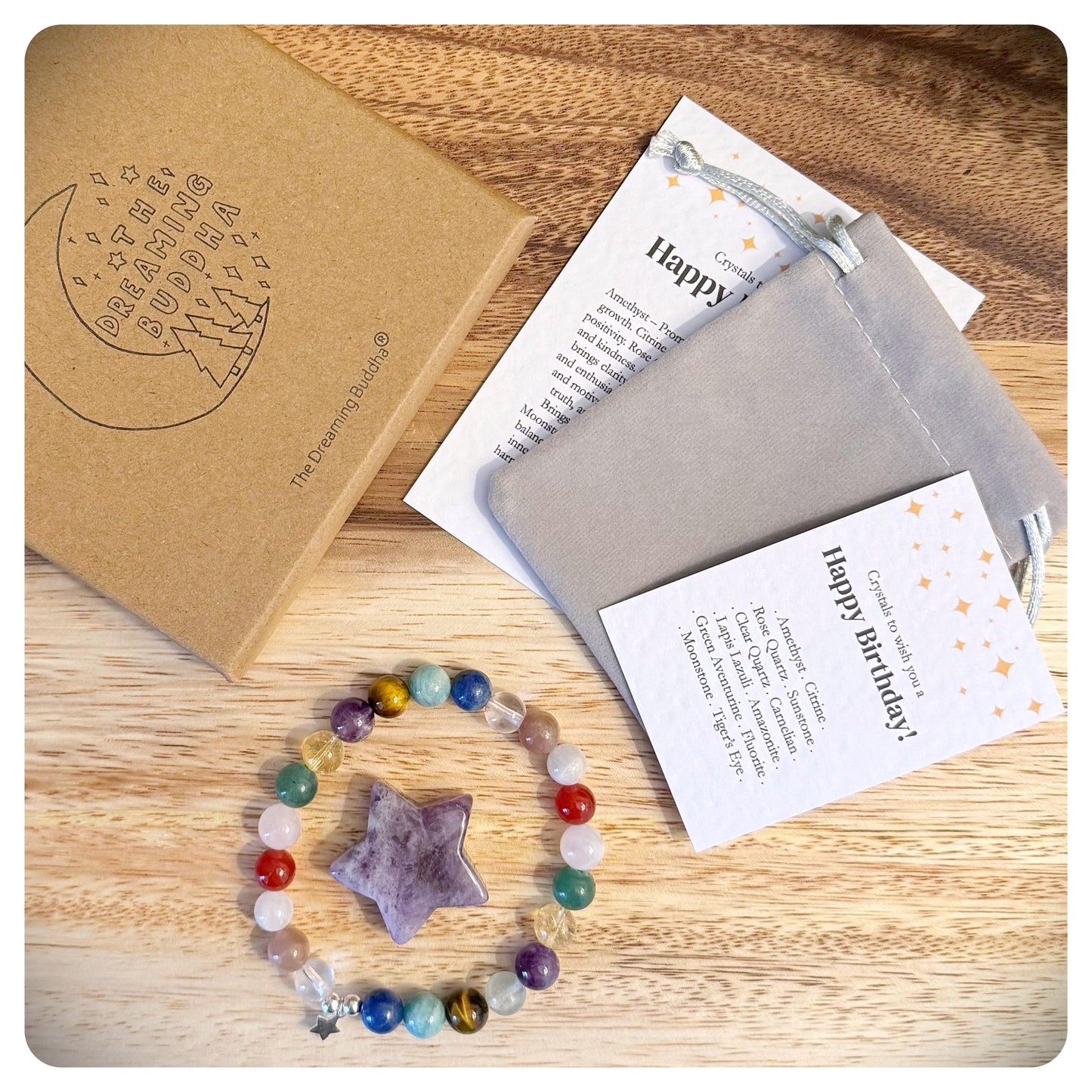 Personalised Happy Birthday Gift, Crystal Birthday Ideas For Her, Celebration Jewellery, Gemstone Birthday Bracelet, Letterbox Birthday Gift