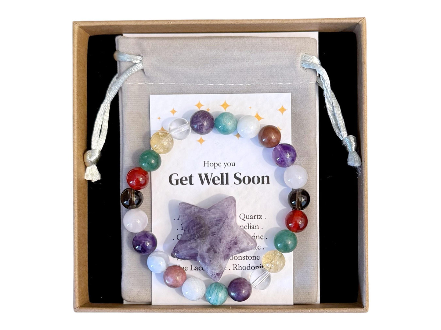Get Well Soon Gift, Healing Crystal Bracelet, Sick Friend Gift, Chemo Care Package, Thoughtful Illness Gift, Thinking Of You Present
