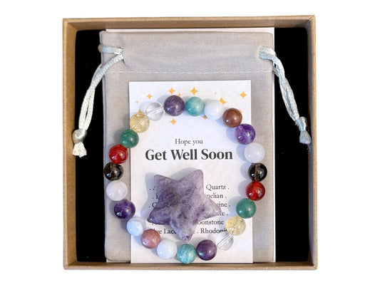 Get Well Soon Gift, Healing Crystal Bracelet, Sick Friend Gift, Chemo Care Package, Thoughtful Illness Gift, Thinking Of You Present
