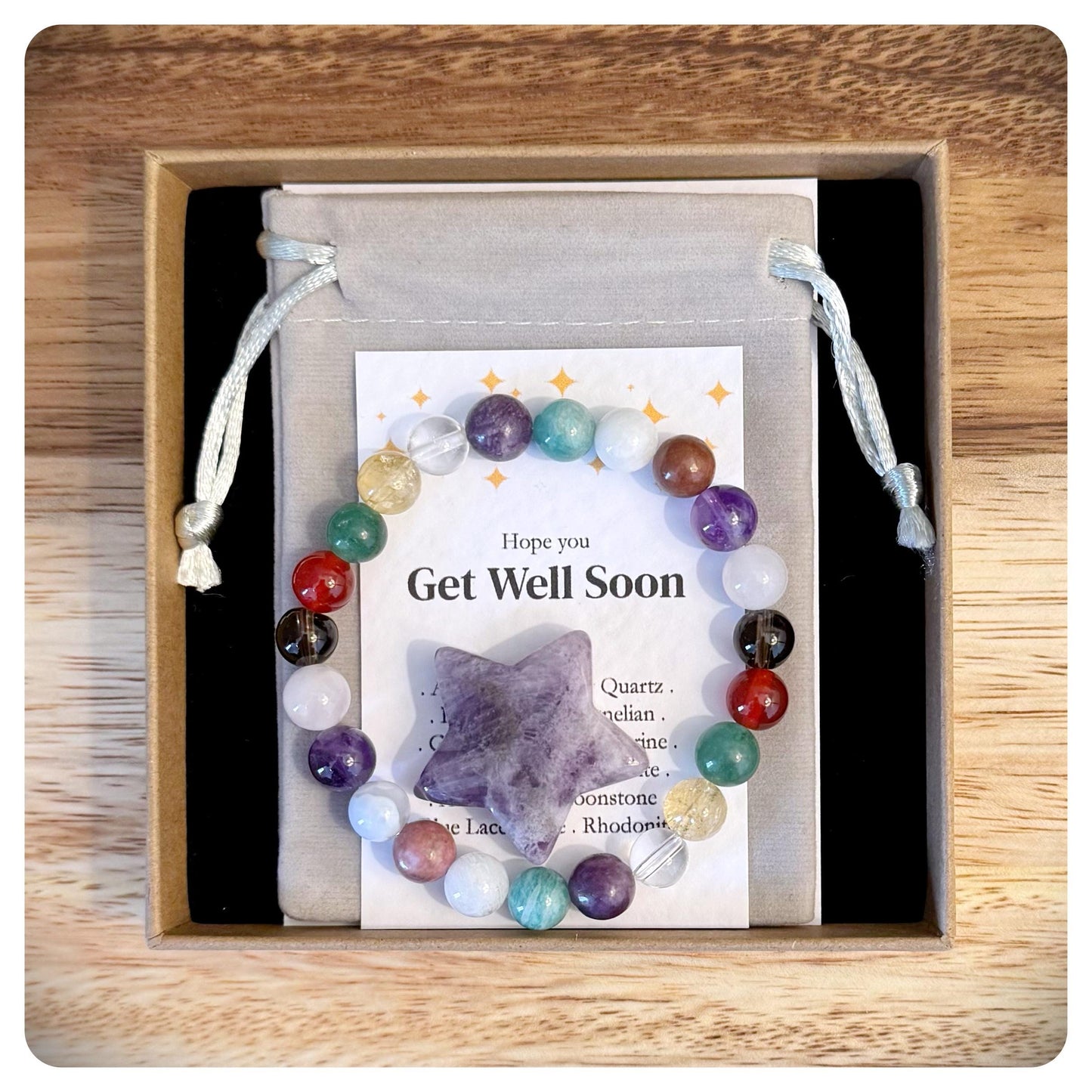 Get Well Soon Gift, Healing Crystal Bracelet, Sick Friend Gift, Chemo Care Package, Thoughtful Illness Gift, Thinking Of You Present