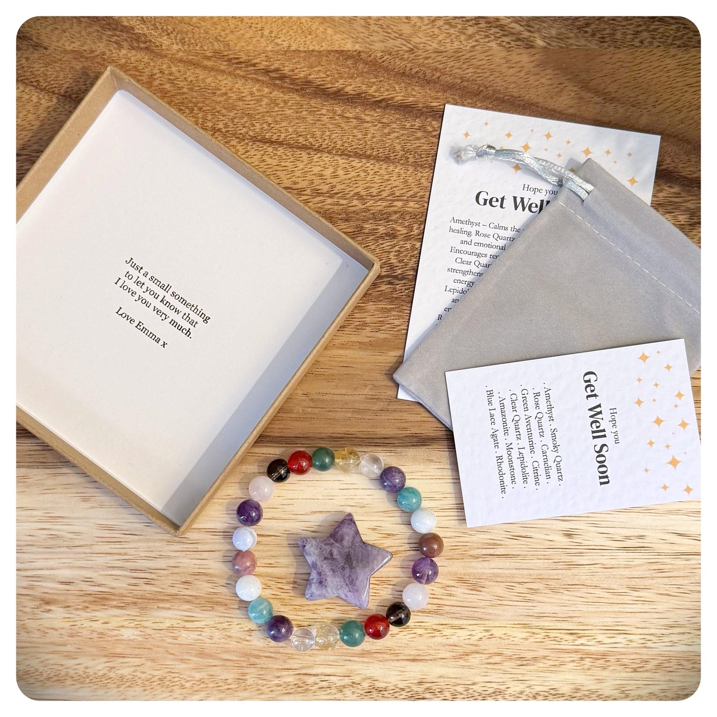 Get Well Soon Gift, Healing Crystal Bracelet, Sick Friend Gift, Chemo Care Package, Thoughtful Illness Gift, Thinking Of You Present