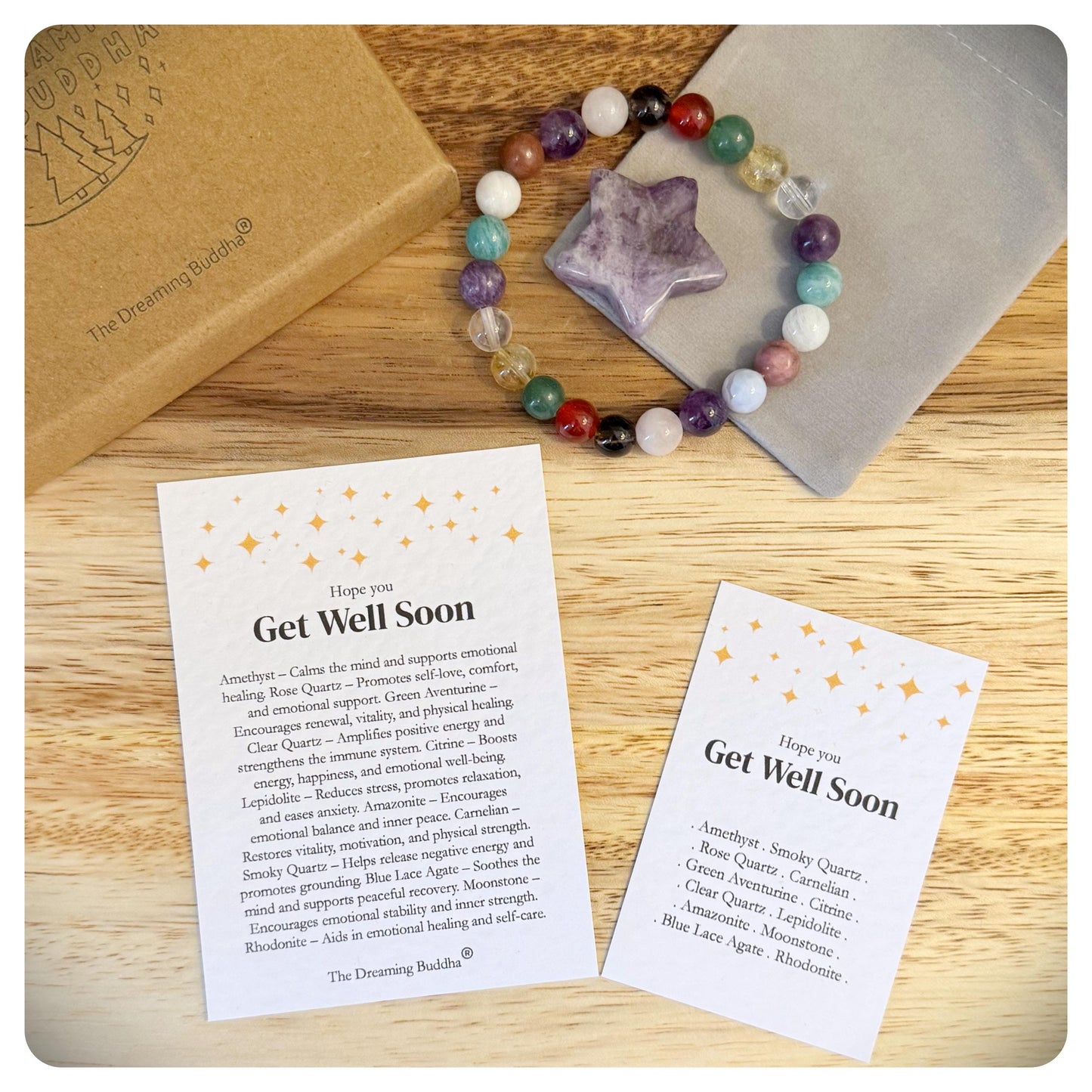 Get Well Soon Gift, Healing Crystal Bracelet, Sick Friend Gift, Chemo Care Package, Thoughtful Illness Gift, Thinking Of You Present