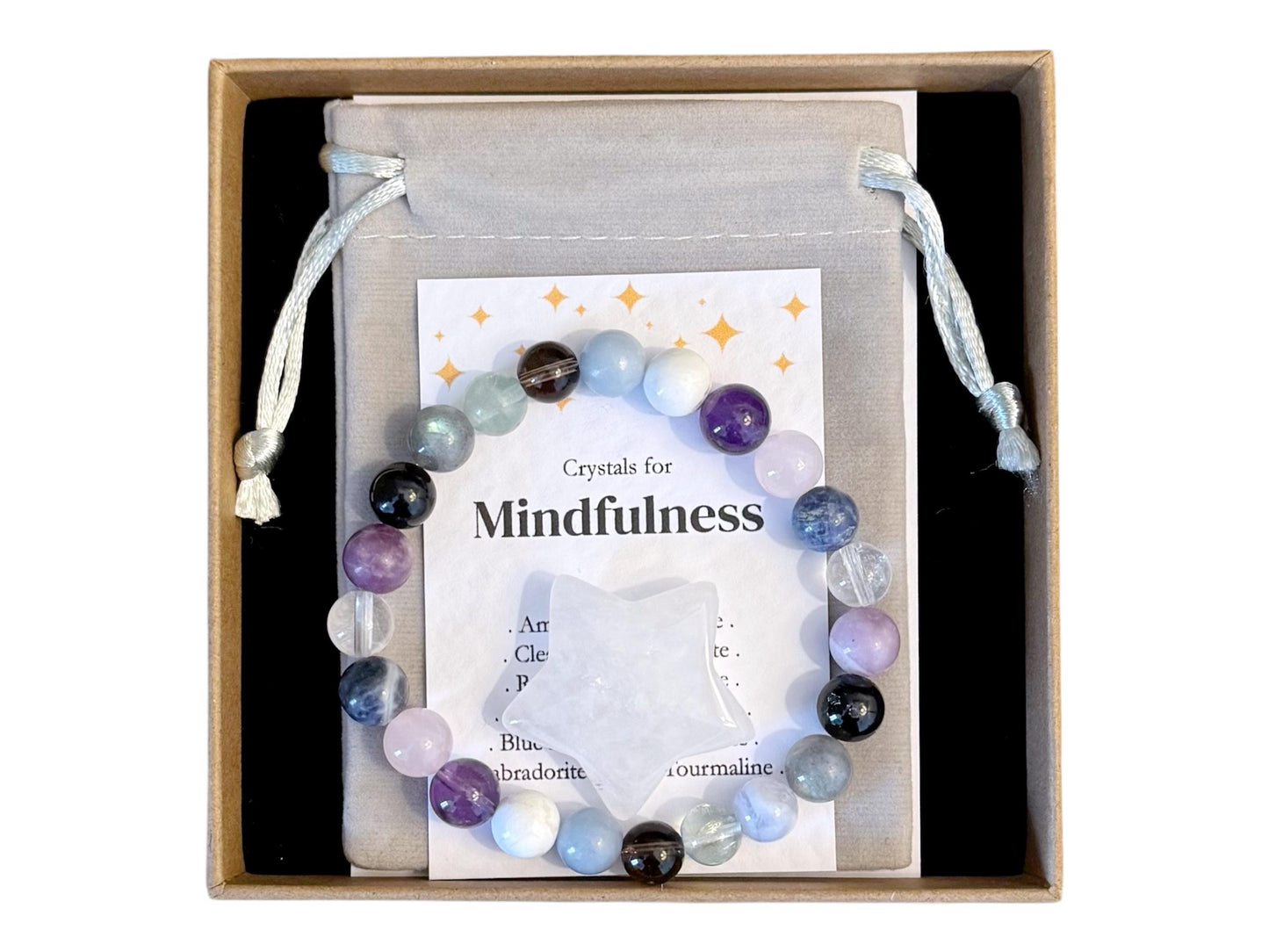Mindfulness Crystal Bracelet, Stress Relief Jewellery, Mental Health Gift, Meditation Bracelet, Anxiety Self Care Bracelet, Relaxation Gift