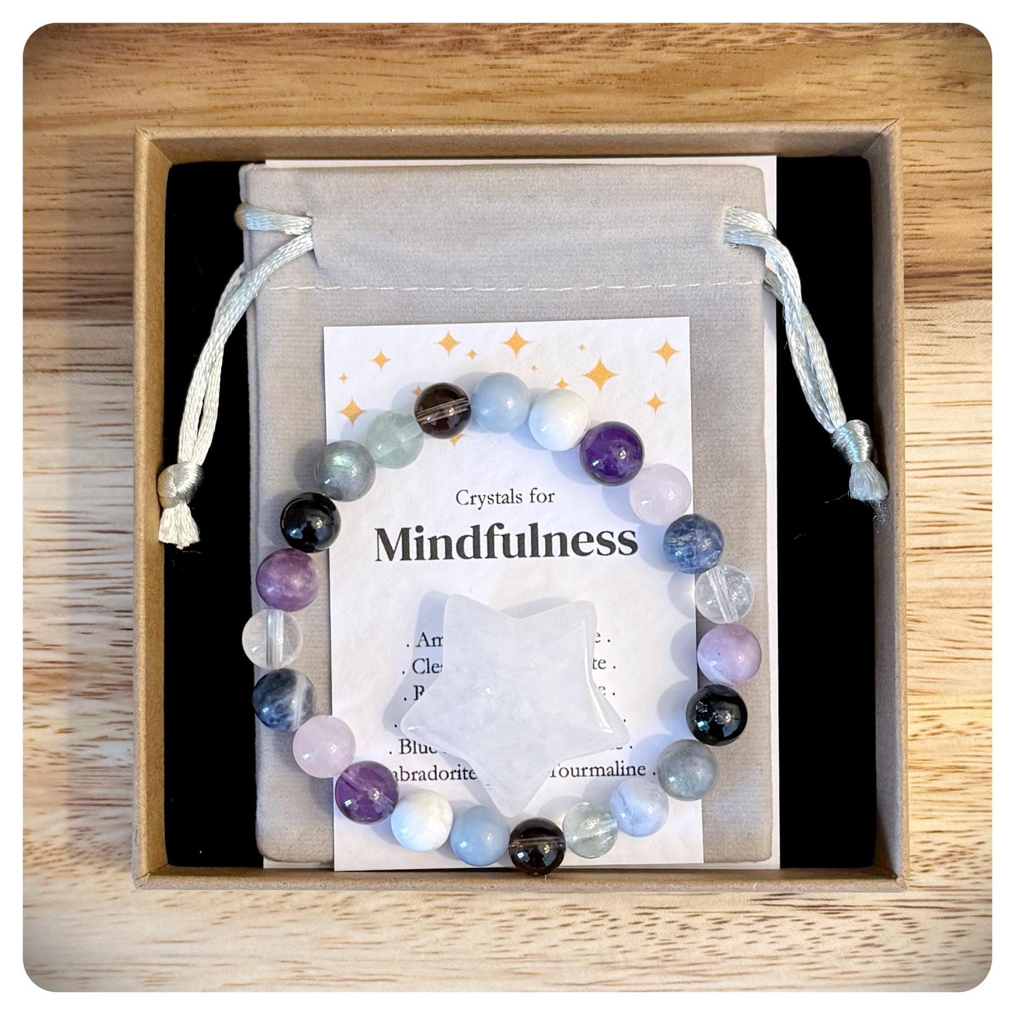 Mindfulness Crystal Bracelet, Stress Relief Jewellery, Mental Health Gift, Meditation Bracelet, Anxiety Self Care Bracelet, Relaxation Gift