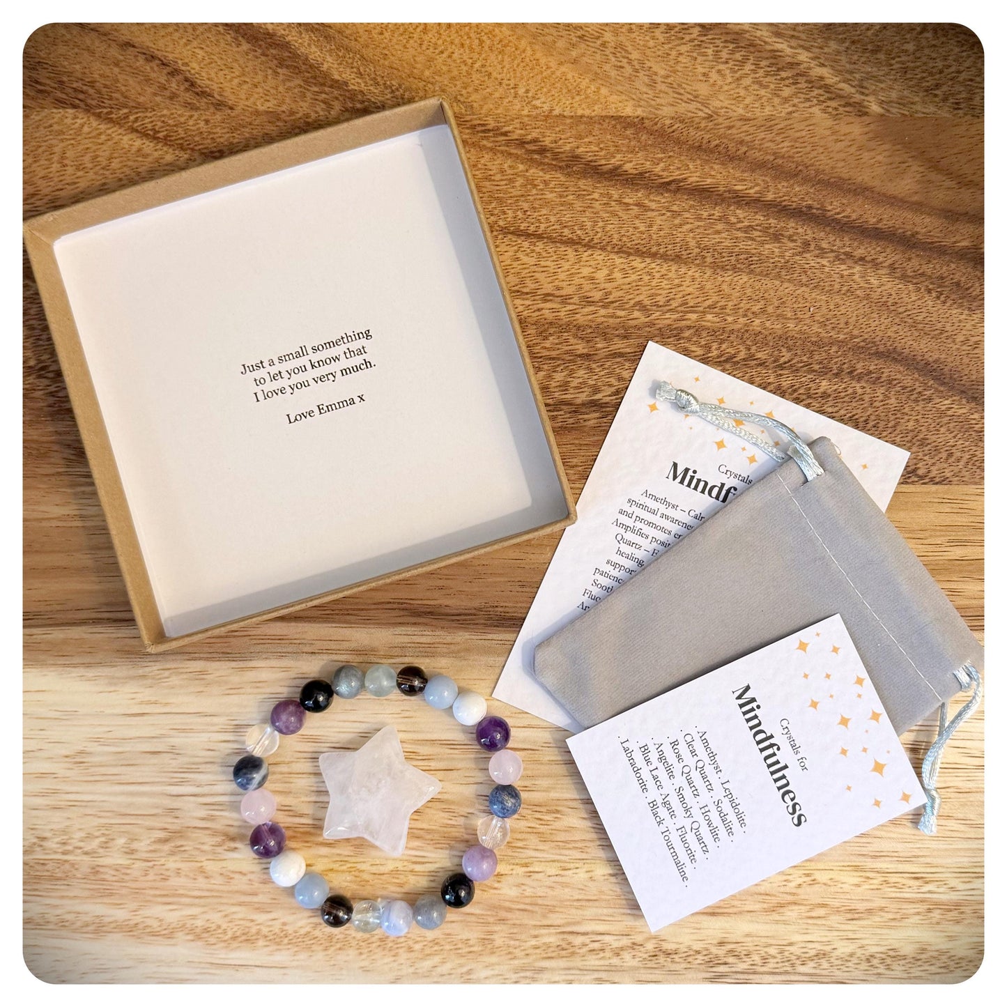 Mindfulness Crystal Bracelet, Stress Relief Jewellery, Mental Health Gift, Meditation Bracelet, Anxiety Self Care Bracelet, Relaxation Gift