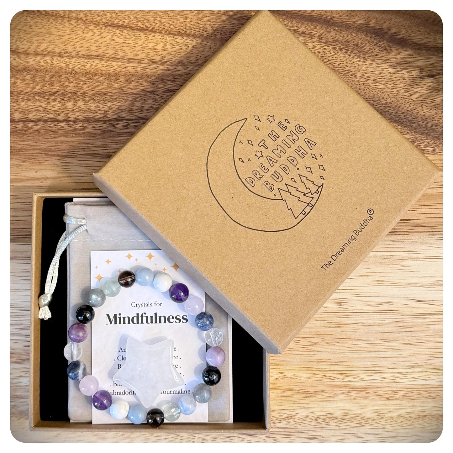 Mindfulness Crystal Bracelet, Stress Relief Jewellery, Mental Health Gift, Meditation Bracelet, Anxiety Self Care Bracelet, Relaxation Gift