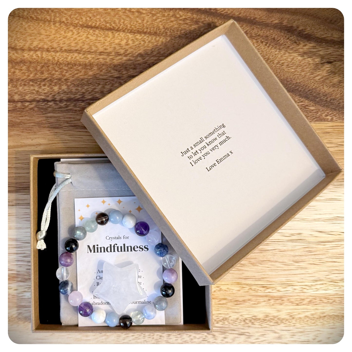 Mindfulness Crystal Bracelet, Stress Relief Jewellery, Mental Health Gift, Meditation Bracelet, Anxiety Self Care Bracelet, Relaxation Gift