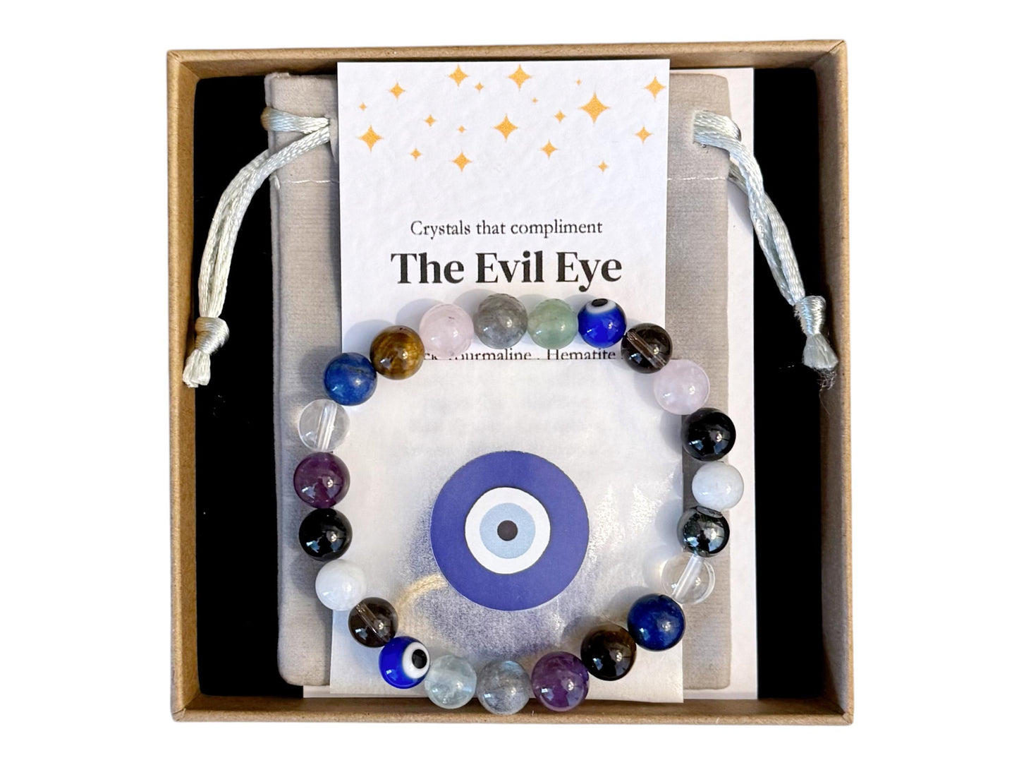 Evil Eye Bracelet, Crystal Protection Bracelet, Good Luck Charm, Glass Evil Eye Jewellery, Blue Nazar Bracelet, Psychic Protection Him Her