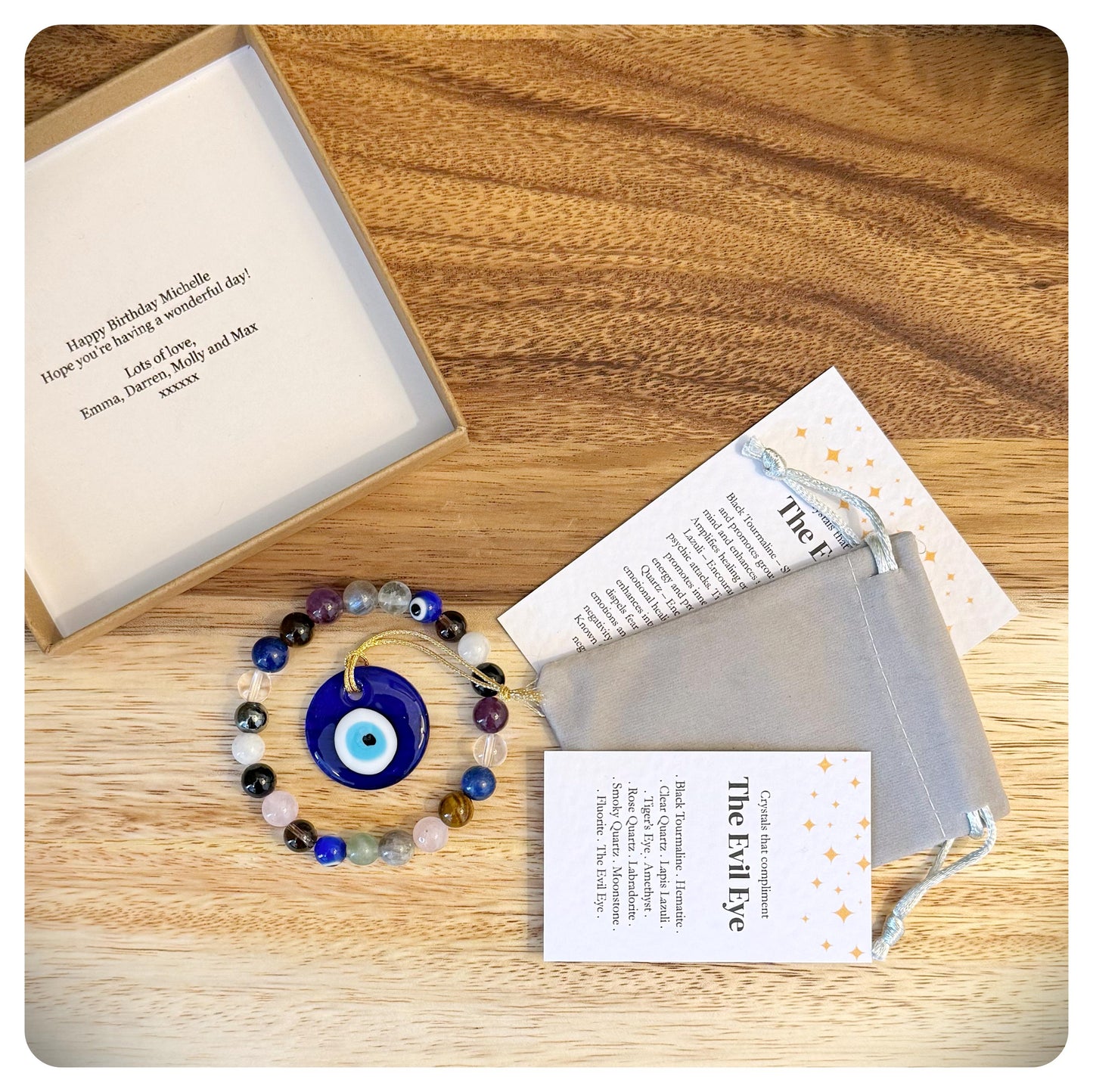 Evil Eye Bracelet, Crystal Protection Bracelet, Good Luck Charm, Glass Evil Eye Jewellery, Blue Nazar Bracelet, Psychic Protection Him Her