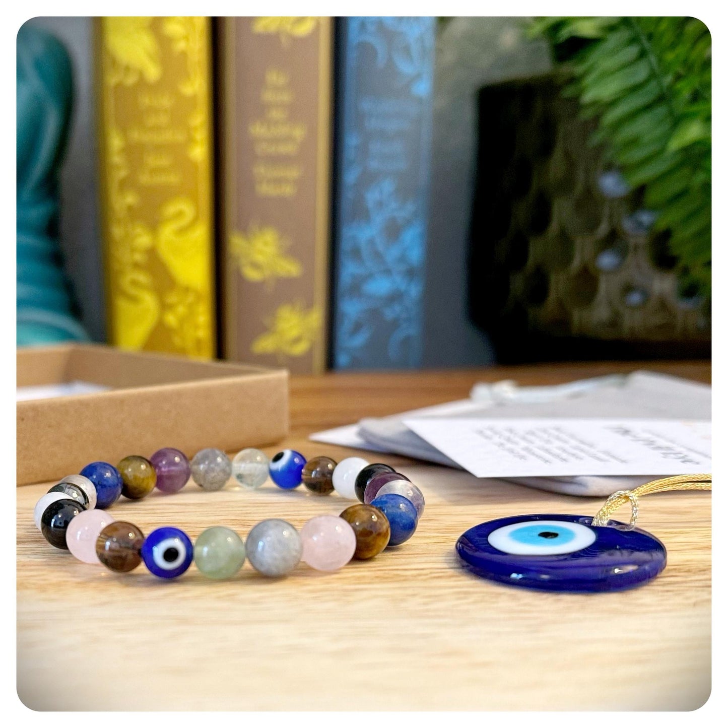 Evil Eye Bracelet, Crystal Protection Bracelet, Good Luck Charm, Glass Evil Eye Jewellery, Blue Nazar Bracelet, Psychic Protection Him Her