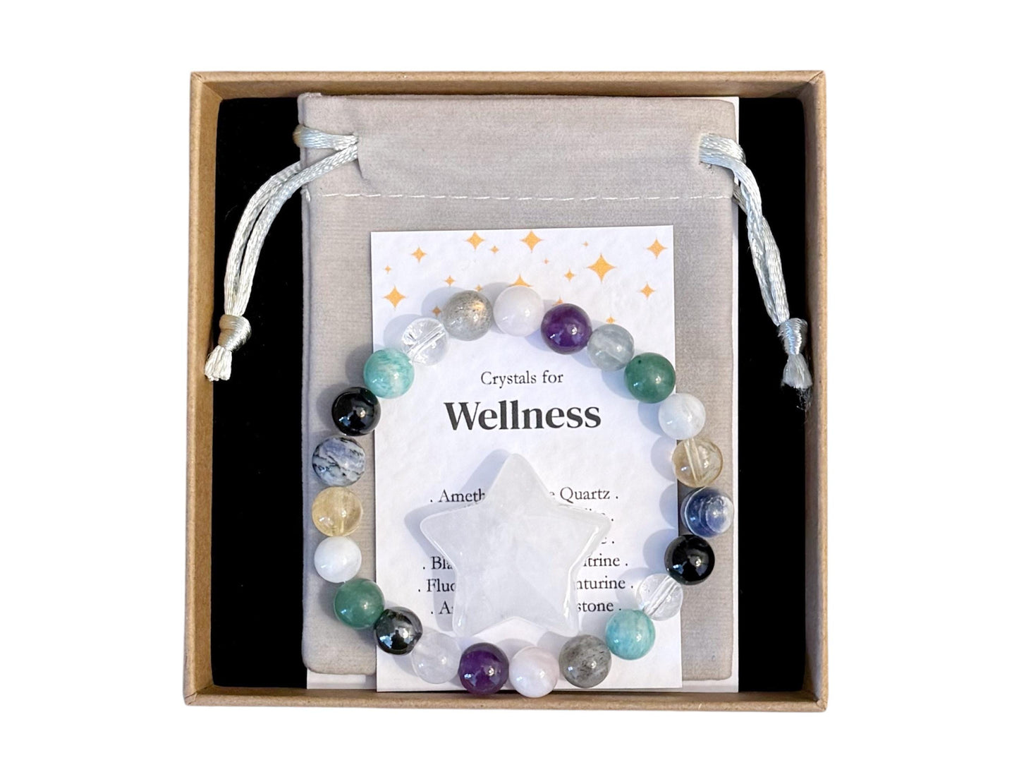 Wellness Crystal Bracelet, Emotional Self Care, Mindfulness Jewellery, Health & Wellbeing Gift For Her, Yoga Birthday Gift For Friend