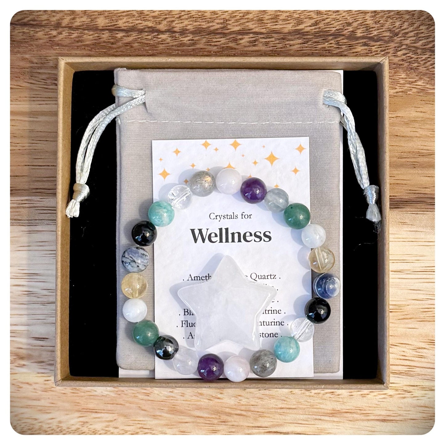 Wellness Crystal Bracelet, Emotional Self Care, Mindfulness Jewellery, Health & Wellbeing Gift For Her, Yoga Birthday Gift For Friend