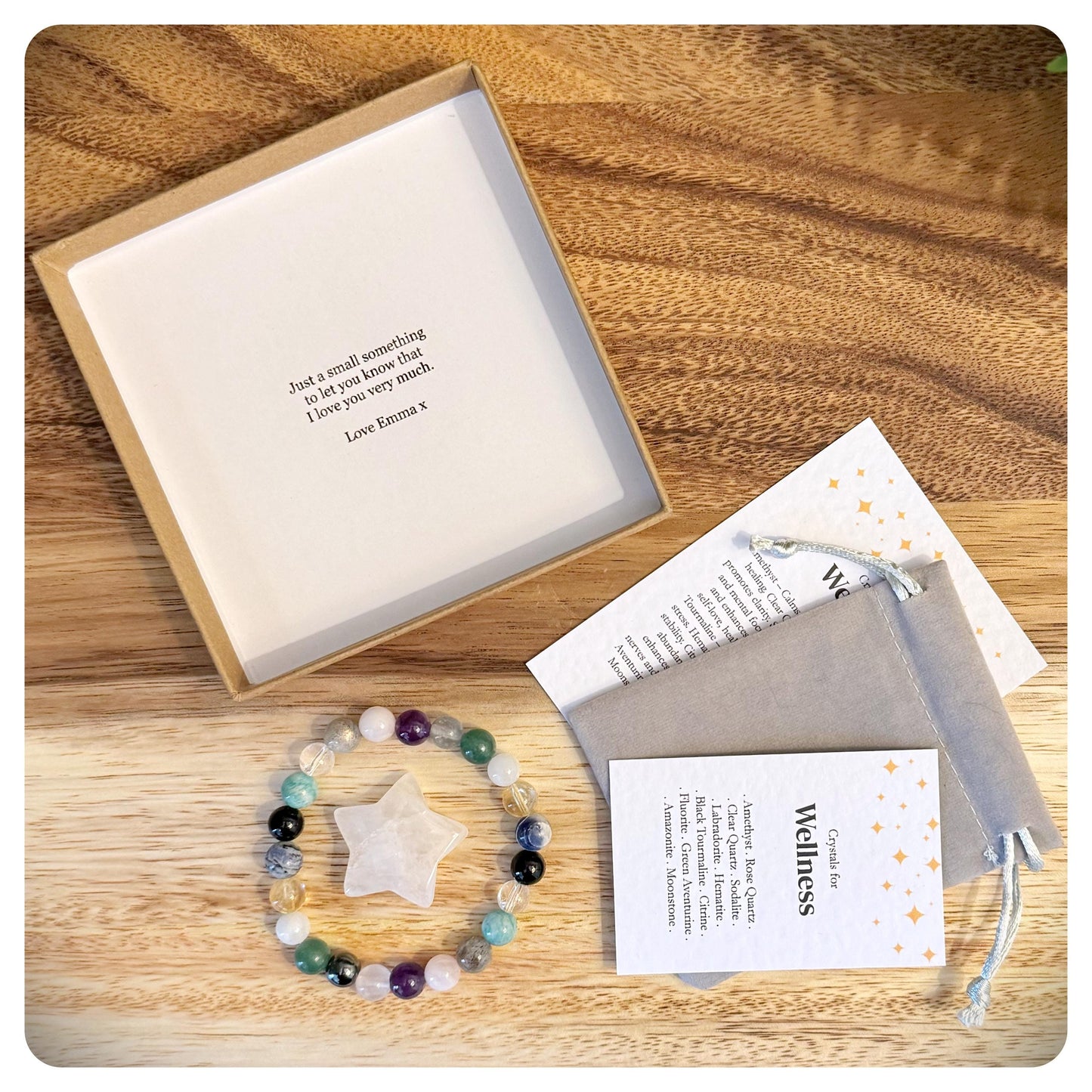 Wellness Crystal Bracelet, Emotional Self Care, Mindfulness Jewellery, Health & Wellbeing Gift For Her, Yoga Birthday Gift For Friend