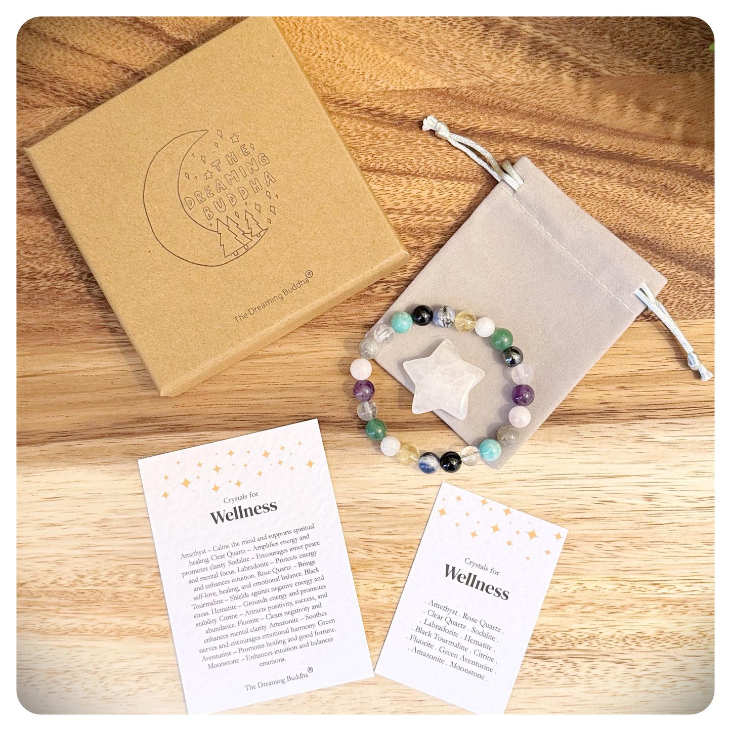 Wellness Crystal Bracelet, Emotional Self Care, Mindfulness Jewellery, Health & Wellbeing Gift For Her, Yoga Birthday Gift For Friend