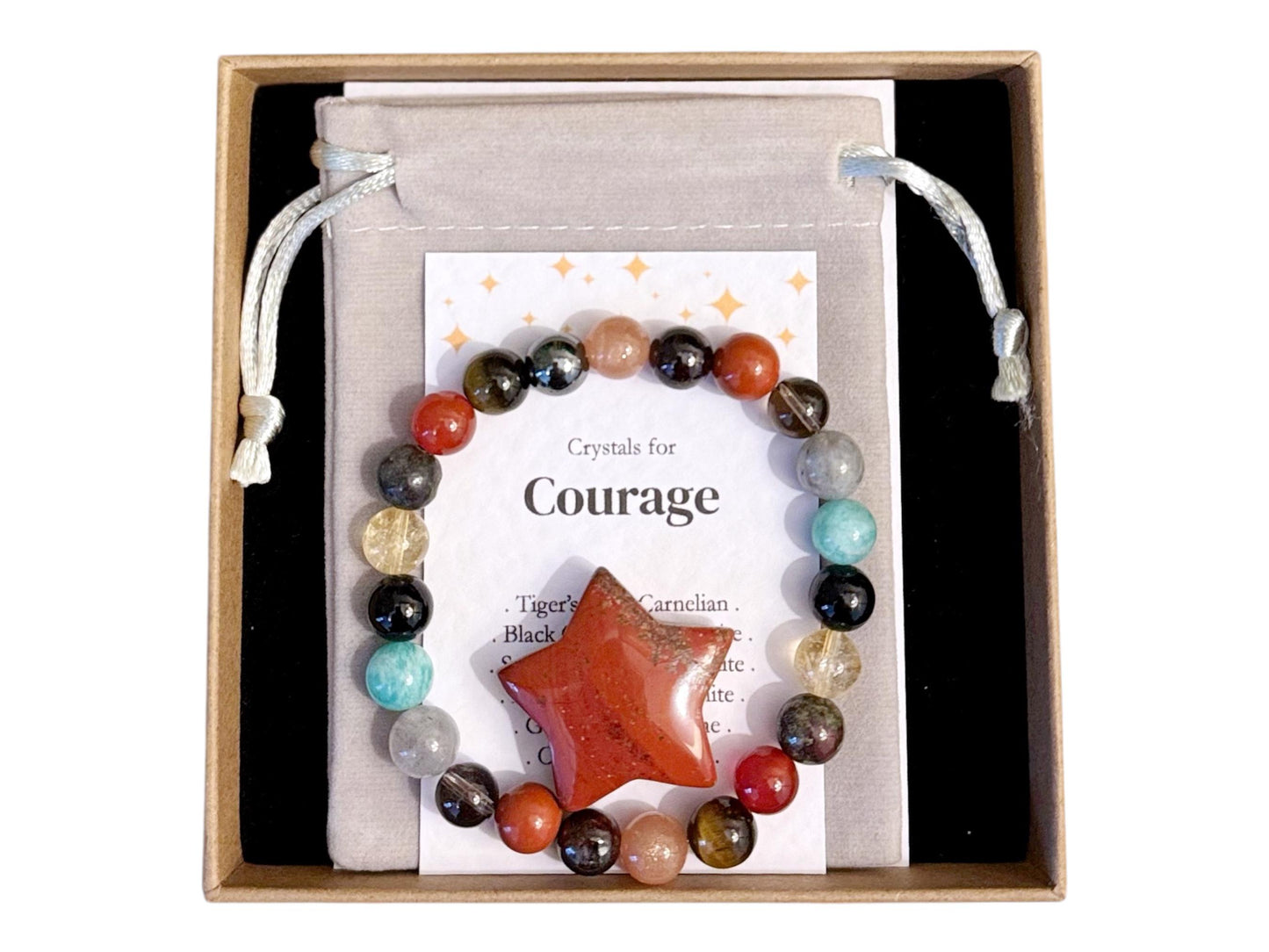 Courage Crystal Bracelet, Healing Gemstone Jewellery, Bravery Bracelet For Her, Women's Emotional Support Gift, Crystals For Strength