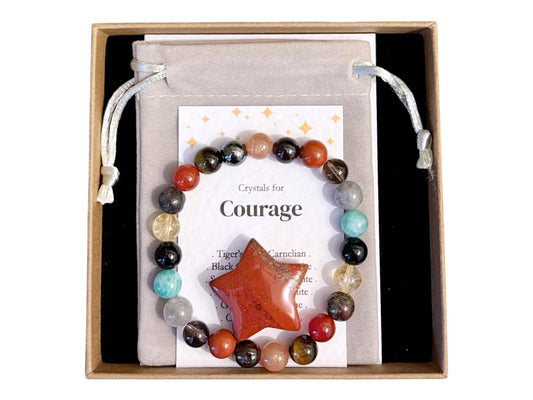 Courage Crystal Bracelet, Healing Gemstone Jewellery, Bravery Bracelet For Her, Women's Emotional Support Gift, Crystals For Strength