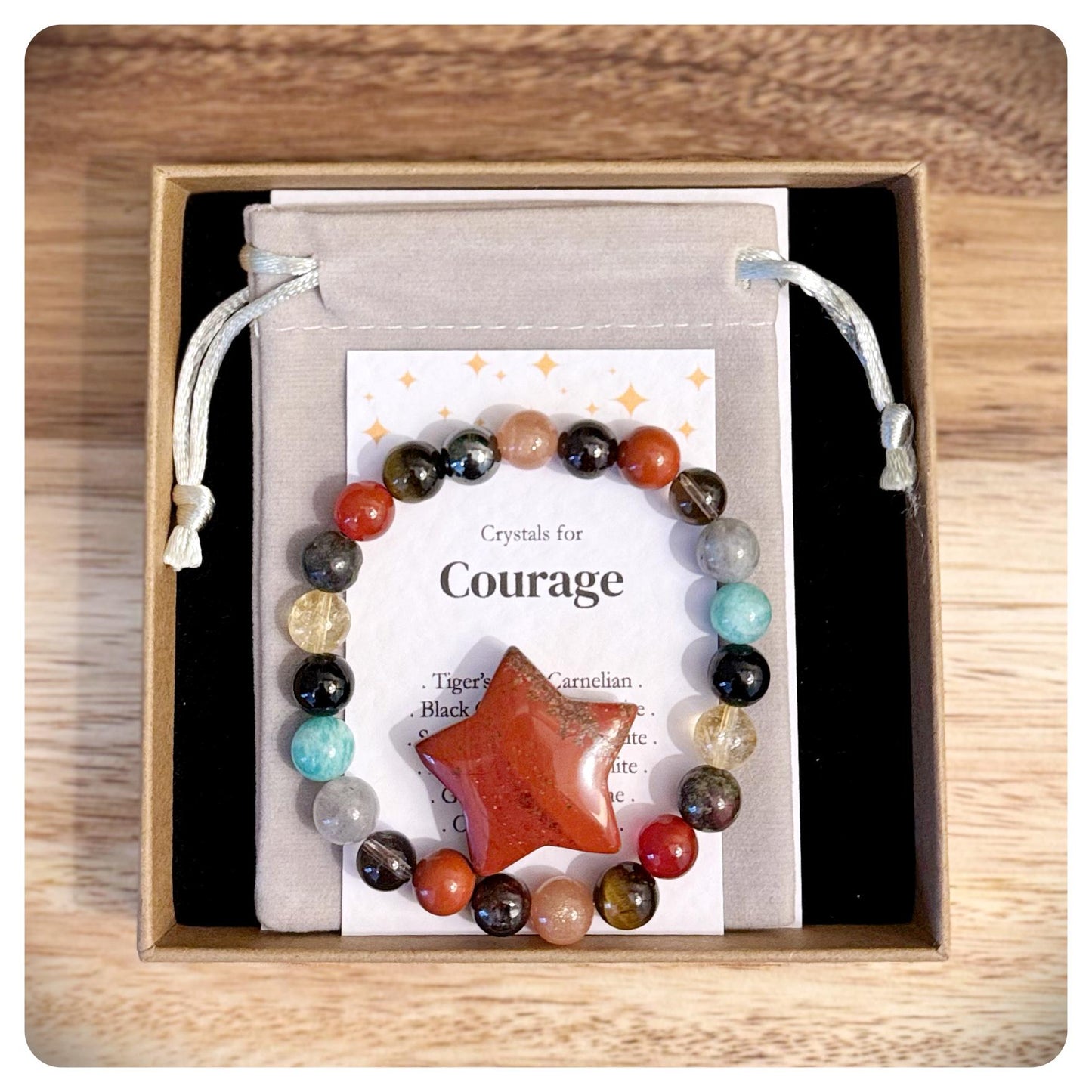 Courage Crystal Bracelet, Healing Gemstone Jewellery, Bravery Bracelet For Her, Women's Emotional Support Gift, Crystals For Strength