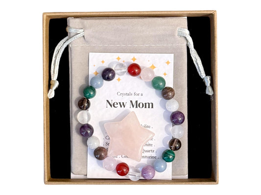 New Mom Crystal Bracelet, Daughter New Baby Gift, Postpartum Support Crystals, Baby Shower Gift, First Mother's Day Gift