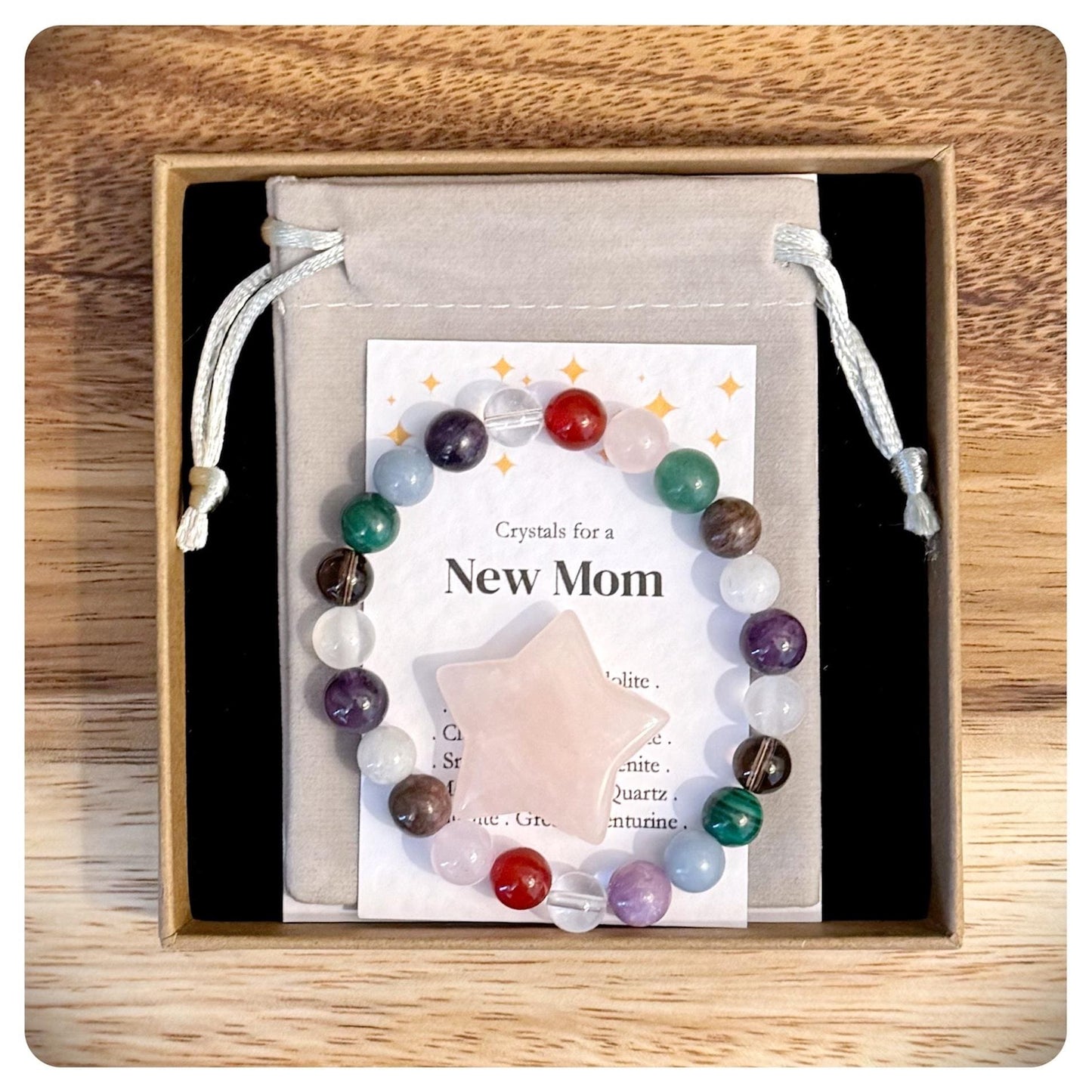 New Mom Crystal Bracelet, Daughter New Baby Gift, Postpartum Support Crystals, Baby Shower Gift, First Mother's Day Gift