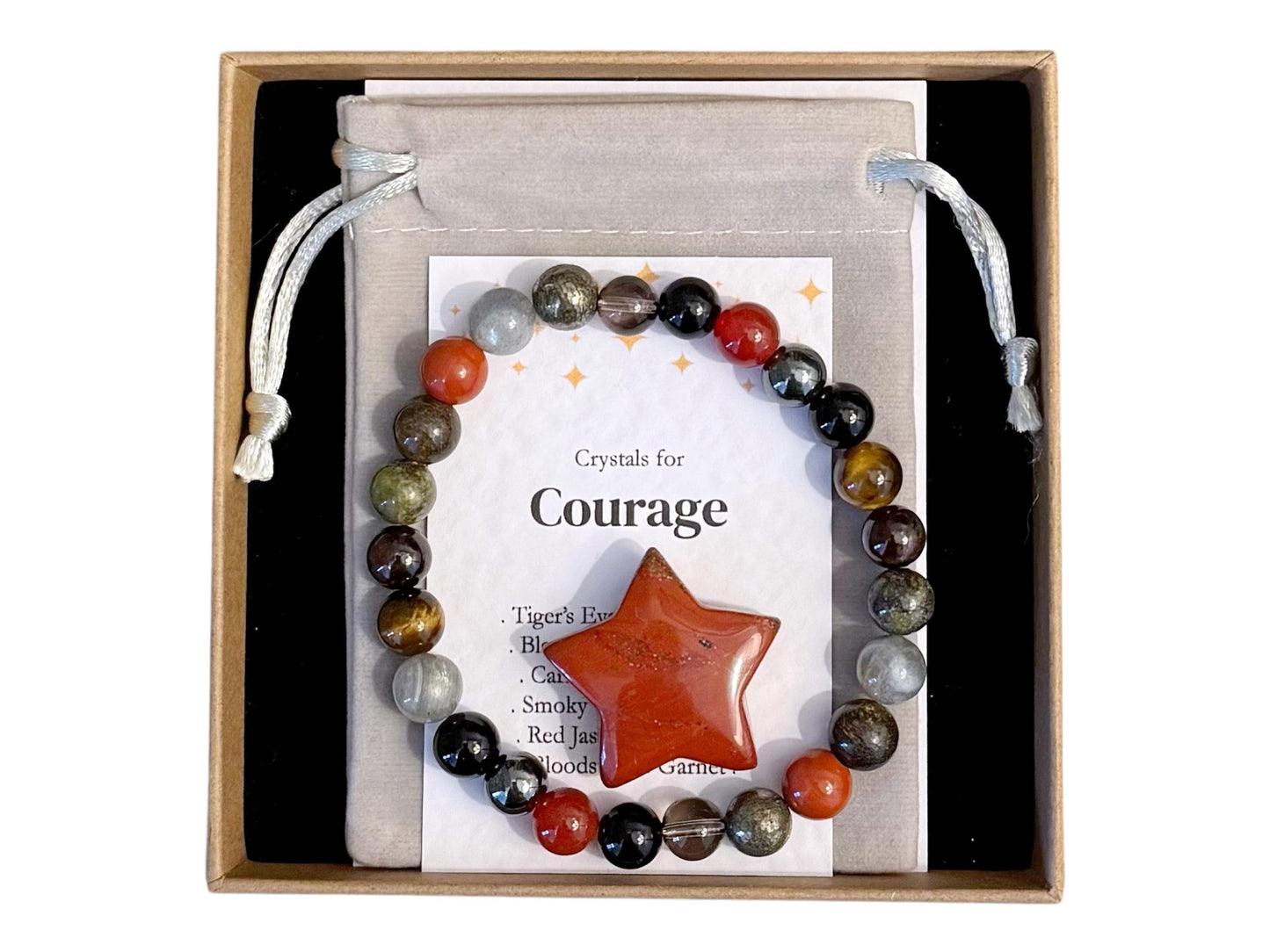 Men's Courage Crystal Bracelet, Bracelet For Fear, Inspirational Crystal Wristband For Him, Motivational Jewellery, Bravery Gift for a Man