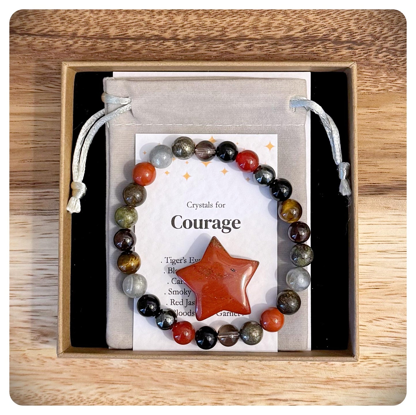 Men's Courage Crystal Bracelet, Bracelet For Fear, Inspirational Crystal Wristband For Him, Motivational Jewellery, Bravery Gift for a Man