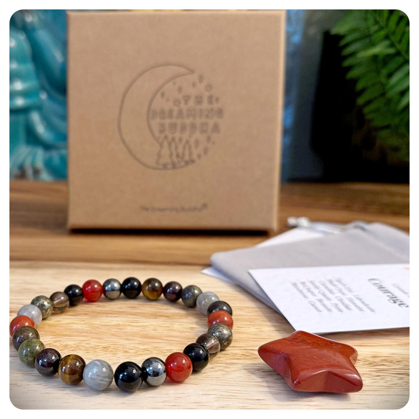 Men's Courage Crystal Bracelet, Bracelet For Fear, Inspirational Crystal Wristband For Him, Motivational Jewellery, Bravery Gift for a Man