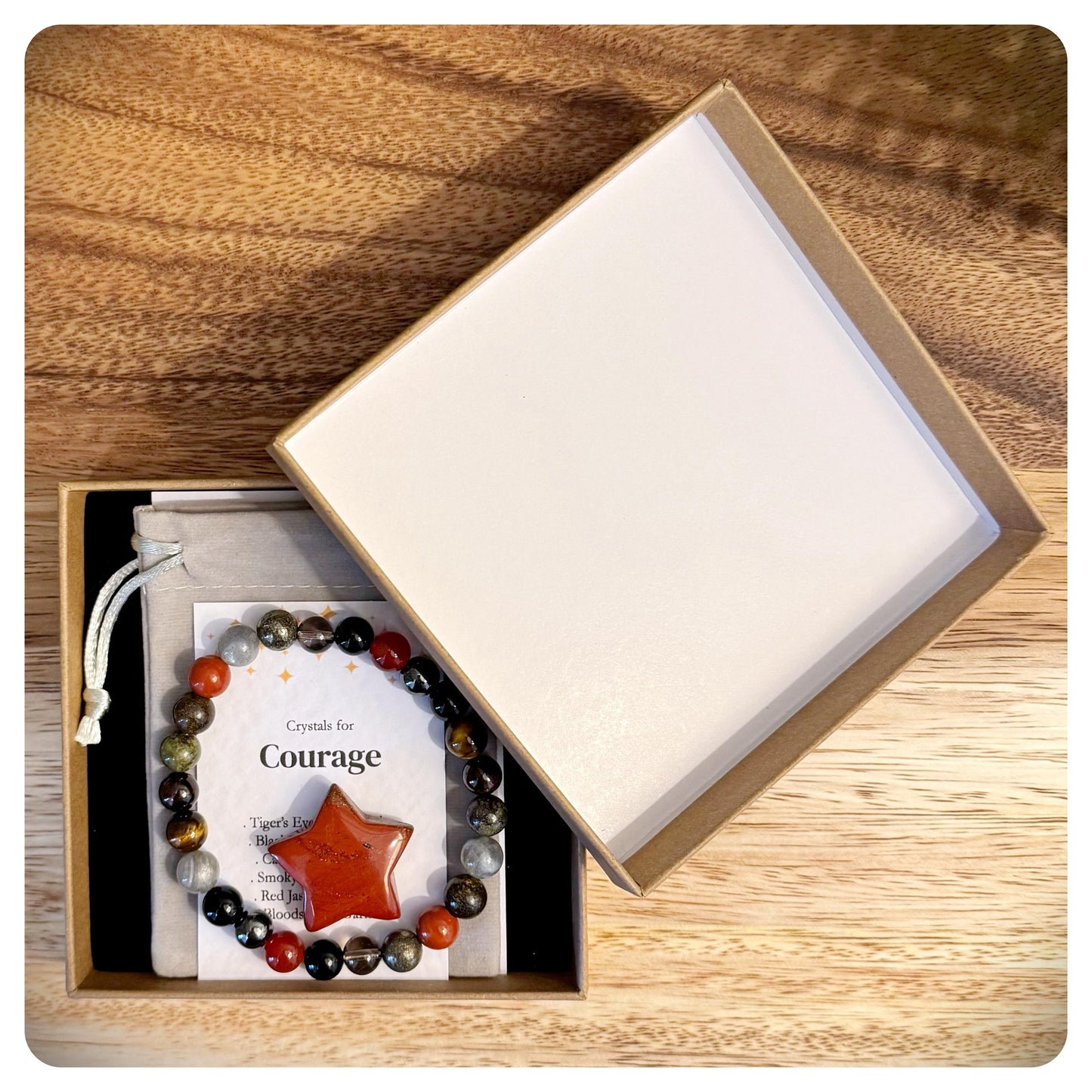 Men's Courage Crystal Bracelet, Bracelet For Fear, Inspirational Crystal Wristband For Him, Motivational Jewellery, Bravery Gift for a Man