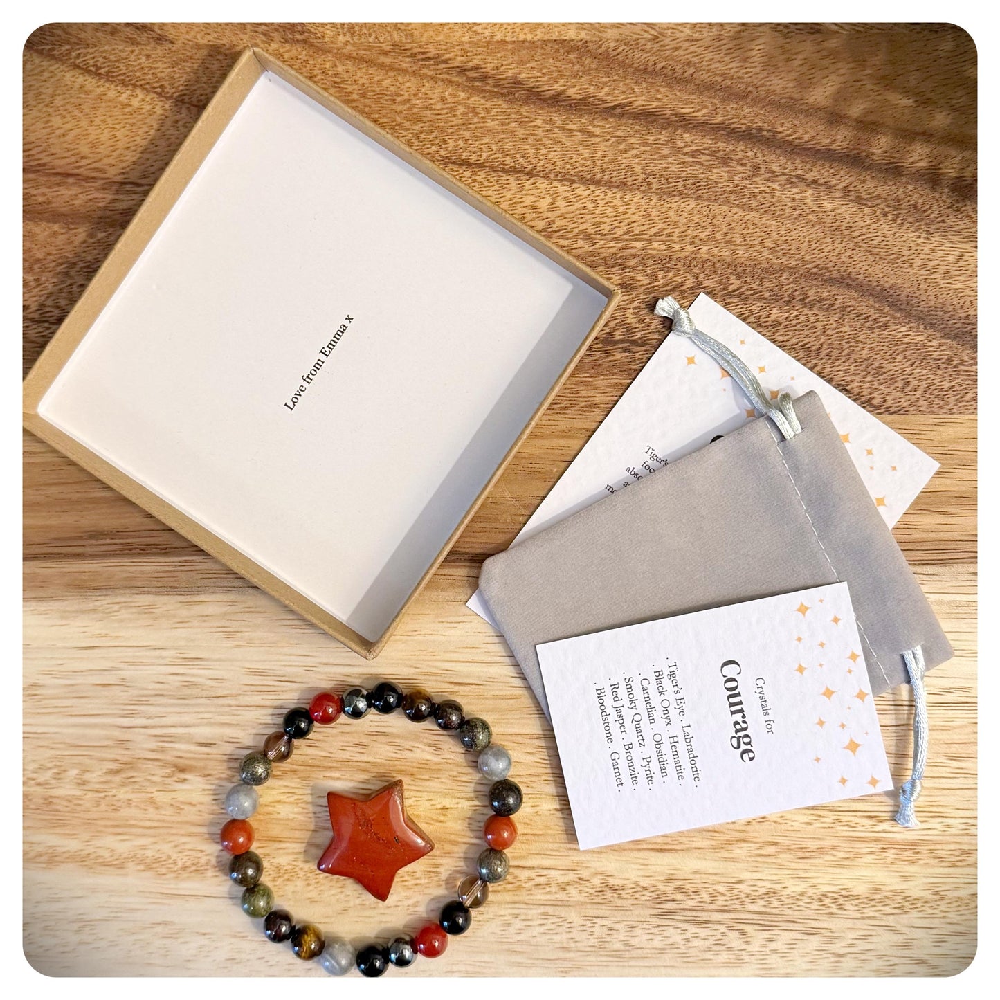 Men's Courage Crystal Bracelet, Bracelet For Fear, Inspirational Crystal Wristband For Him, Motivational Jewellery, Bravery Gift for a Man